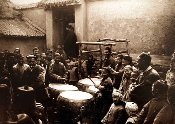 New Year: Drummers in a village (Feb. 1907)