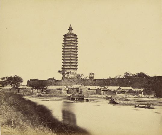 The Tongzhou pagoda on the Grand Canal (Felice Beato, 1860)