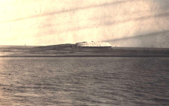 Historical photograph of the Taku Forts, viewed from the sea