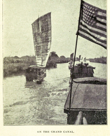 American flagged boat on the Grand Canal. From Moule 1930.