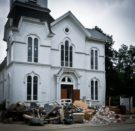 The United Methodist Church in Tioga Center, largely gutted
