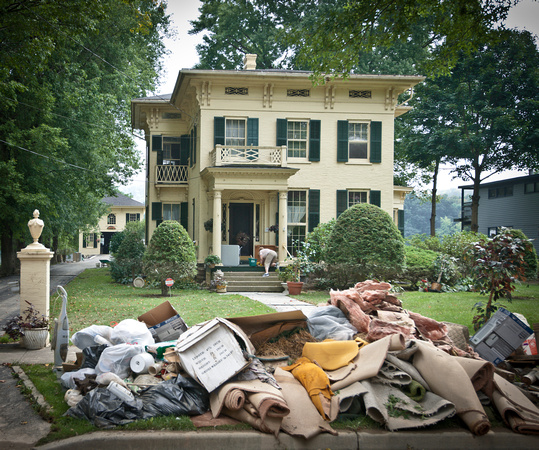 Debris from one of the National Architectural Heritage houses on Front Street