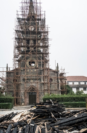 Ningbo Catholic Church after the fire of July 28, 2014  - II