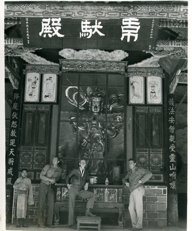American troops on an outing to a Buddhist temple