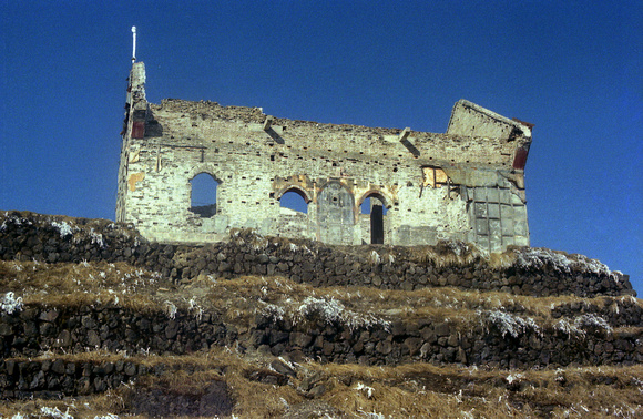 Defunct building on the summit area